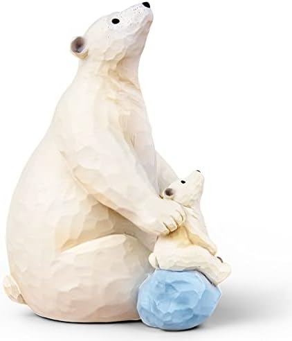 AIDLNS I Love You to The Moon and Back, Polar Bear Figurine Sculpted Hand-Painted, Collectible Figure Gift for Daughter Son Dad Mom Birthday Anniversary