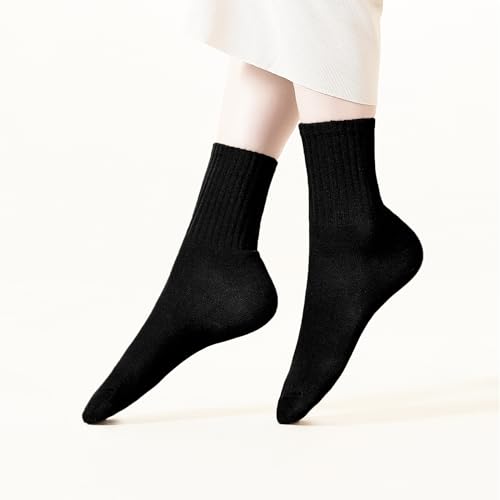 Image of VWU Women Men Crew Socks Cotton Dress Socks Ankle Neutral Casual Gilr Boy Solid Color Crew Socks SIze 5-12