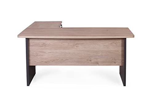 Casa Mare 63" Wood L Shaped Office Desk Right Side W/Lockable Drawers | Lock File Cabinet W/Telescopic Rail & Chrome Handle & Legs | Computer Pc Laptop Sturdy Corner Table | Modern Home Study | Creme #TOP4