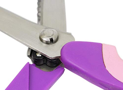 Nejlsd Pinking Shears For Fabric Scalloped 5Mm, Stainless Dressmaking Sewing Scissors Steel Handled Professional Zig Zag Fabric Craft Scissors 9.3 Inch (Purple) #TOP3