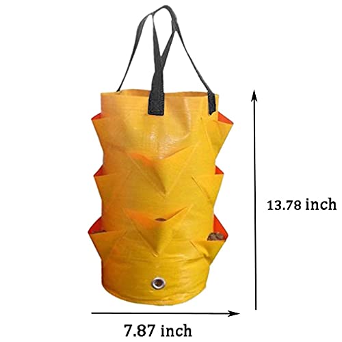 Ebocacb 3 Pcs Hanging Planter Bag With Handles, Plastic Hanging Strawberry Planting Containers Strawberry Grow Bags Foldable Durable Growing Bags Grow Planter For Growing Vegetables Flowers Herb Plant #TOP1