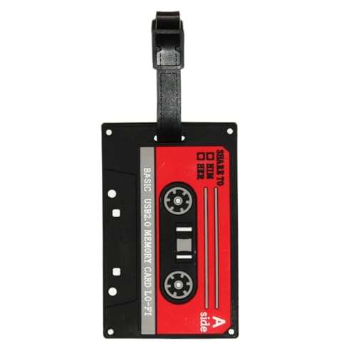 Retro Cassette Tape Silicone Luggage Tag – Fun ID Tag for Suitcases, Backpacks, and Travel Bags – Ideal for Teens and Adults (Black)