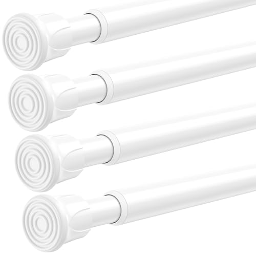 Image of 4 Pack Tension Rods for Windows 28 to 48 inch, Adjustable Curtain Rods No Drilling Spring Rods Extendable Pressure DIY Tension Rod for Window Closet Kitchen, White