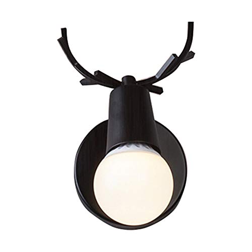 GDRAVEN Hirschkopf Wandlampe, Retro Wandlampe Schwarz - Eisen Wandleuchte, Wandleuchten, Schlafzimmer Spiegel, Schlafzimmer Treppenlicht, Café (Eisen Schwarz)