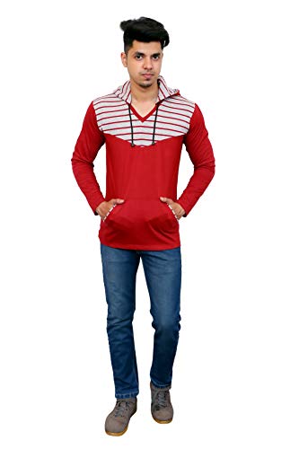 Image of Men's Cotton Hooded Full Sleeves Round Neck Casual T-Shirt