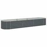 vidaXL Arriate Acero Galvanizado 320x80x44 Gris Macetero Plantador Sembrador