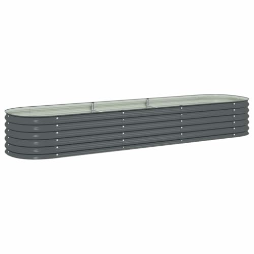 vidaXL Arriate Acero Galvanizado 320x80x44 Gris Macetero Plantador Sembrador