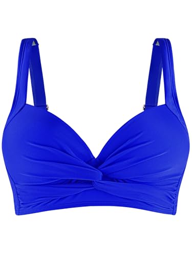 Ocean Blues Haut de bikini push-up pour femme, sans armatures, avec détails torsadés, bonnets moulés, haut de bain flatteur, bleu roi, XL