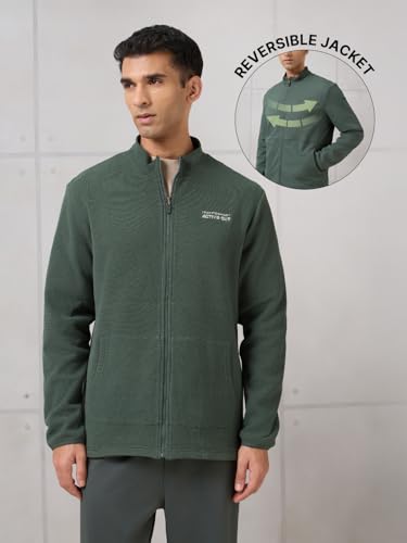 Image of TECHNOSPORT Men's Regular Fit Solid Kangaroo Pocket Reversible Winter Jacket With Technowarm+, Redefine Your Outdoor Moves