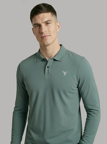 Image of TECHNOSPORT Men's Solid Full Sleeve Polo T-Shirt MATPIQ Quick Dry Slim Fit Sports Tee for Travel Casual Smart Wear UPF50+ Anti Odour