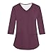 Scrubs for Women V Neck Solid Color 3/4 Sleeve Medical Nursing Tops with Pocket Stretchy Workwear Uniform Shirts