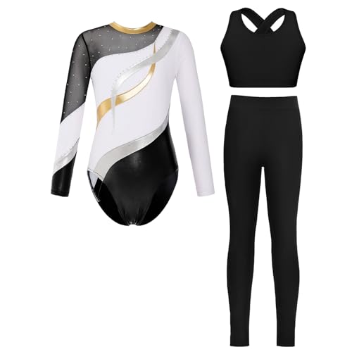 Justaucorps gym artistique haut de gamme pour fille avec crop top et leggings de sport
