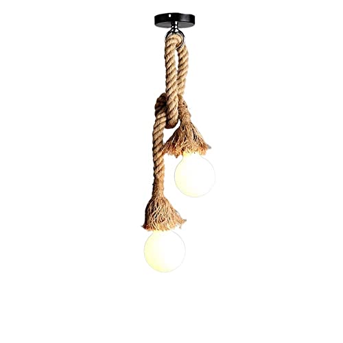 Plafonnier E27 vintage en corde de chanvre style Edison luminaire suspension rétro industriel