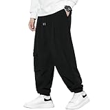 [Fasshonrida] コーデュロイパンツ メンズ サルエルパンツ 人気 ズボン 防寒 秋服 ボトムス ゆったり ずぼん 大きいサイズ さるえるぱんつ かっこいい ワイドパンツ ストレッチ 袴 ストリート系 リラックス アラジン pants 秋 冬 black L