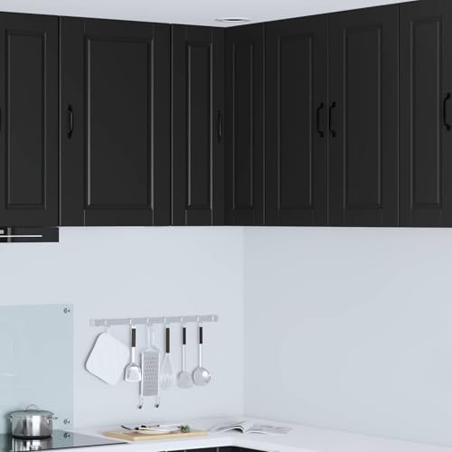 Teenpull Kitchen Cabinet Black 57 x 57 x 80 cm, Wood Material with 3 Shelves and 2 Doors, for Kitchen and Dining Room, Durable Storage Cabinet