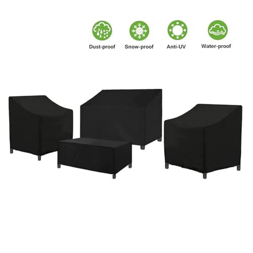 Housse de table de jardin imperméable noire protection extérieure 68x68x72cm - 6