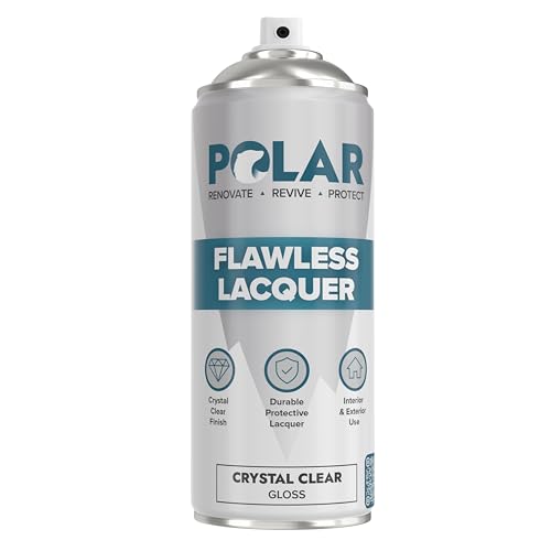 Polar Flawless Clear Lacquer Spray - 400ml - Gloss Finish - Non-Yellowing & Scratch Resistant - Interior & Exterior Surfaces for Wood, Metal, Plastics, Glass & Ceramics