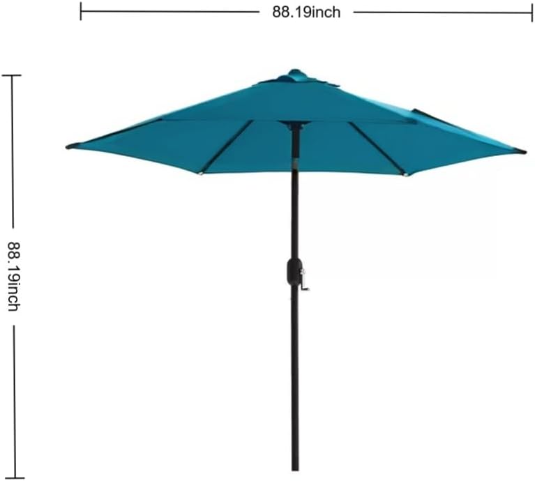 Outdoor Patio Umbrella with Push Button Tilt and Crank – UV-Resistant, Heavy-Duty & Windproof Design, 6 Sturdy Ribs for Market, Backyard, Poolside, or Garden Shade, 7.5Ft