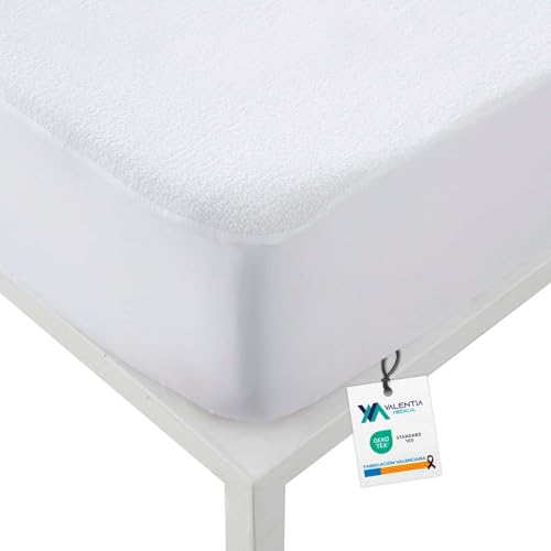 Protector de Colchón Rizo 100% Impermeable y Transpirable con Banda Elástica 150 cm – Protección Total - Funda de Colchón 150x190 Lavable - Cubre Colchón - Certificado Oeko-Tex | VALENTIA MEDICAL