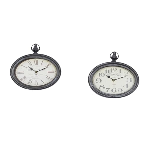 Deco 79 Metal Decorative Wall Clock Pocket Watch Style Wall Clock for Home, set of 2 Wall Clock for Room 11 x 3 x 12, Cream
