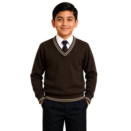 Image of Boy's School Uniform Lining Full Sleeves Sweater - Daffodil