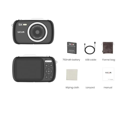 Image of SJCAM ZV100 5K 80MP Digital Camera | 18X Digital Zoom with 5 Preset Modes, 750mAh Digital Point and Shoot Camera for Vlogging Beginners (Black)