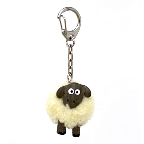 Image of Carousel Home Adorable Mini White Sheep Key Ring | Cute Woolly Lamb Plush Keyring | Pom Sheep Keychain