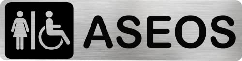 Becral® - Segnale in acciaio inossidabile ASEOS done/MINUSVALIDOS | Placca porta | Segnale informativa | Cartello porta 200 x 50 mm (rif.RD707033)