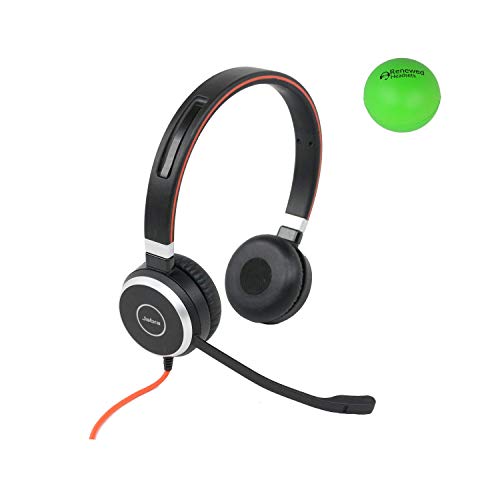 Jabra Evolve 40 Wired UC Wired Headset Bundle with Renewed Headsets Stress Ball (Renewed)