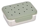 LÄSSIG Kinder Brotdose Edelstahl Lunchbox Frühstücksbox Nachhaltig Kindergarten Schule/Happy prints light olive
