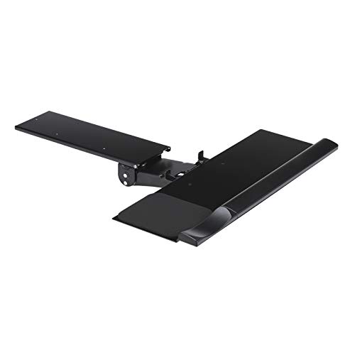 Keyboard Tray Under Desk, 360 Degrees Adjustable Ergonomic Sliding Computer Keyboard and Mouse Platform Tray with Gel Wrist Rest Pad, 23.62 x 9.56 , Black