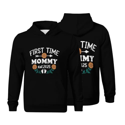 Kids Retro Soon To Be Mom 2025 Vintage Boys Girls Lightweight Kangaroo Pocket Fleece Hoodies
