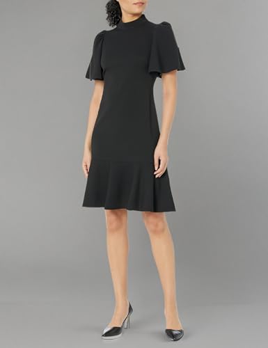 Calvin Klein Women's Ruffle Sleeves High Neck Scuba Crepe Dress3