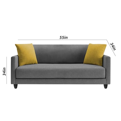 Image of Casaliving Dominic 2 Seater Sofa Set for Living Room (Dark Grey Fabric) Premium Fabric Sofa Set