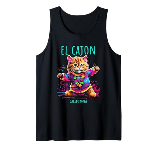 El Cajon California USA divertido lindo colorido diseño de gato bailando Camiseta sin Mangas