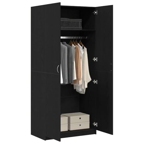 vidaXL Armoire Chêne Noir 90 x 52 x 200 cm Bois d'ingénierie, Salon stylé, Rangement Moderne, Design rectangulaire, Organiseur de vêtements astucieux,...