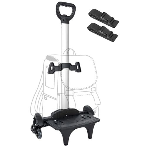 Backpack Trolley with Wheels, 6-Wheels Rolling Dolly Cart for Backpack, Luggage, Travel Hand Truck