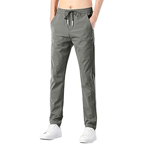 Men's Jogging Bottoms, Long Sports Trousers, Lightweight Breathable Training Trousers, Leisure Trousers with Zip Pockets, Men's Stretch Ice Cool Sporty Stretch Trousers for Men, Training Cover