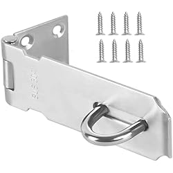 Portacandado Para Puerta De Madera GOLRISEN Aldaba para Candados para Puerta Portacandados de Acero Inoxidable con Tornillos Cierre para Candado para Puerta de Madera Cerradura para Puertas Armarios Cajones, 5 Pulgadas