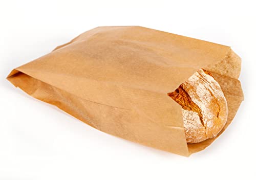 Pakomat 100 Papiertüten braun kleine Kraftpapiertüten kleine Papiertüten Brottüten Süßigkeiten Süßwaren Kuchen Fast Food Bäckereitüten Lebensmittelgeschäfte (18 x 6 x 33 cm)
