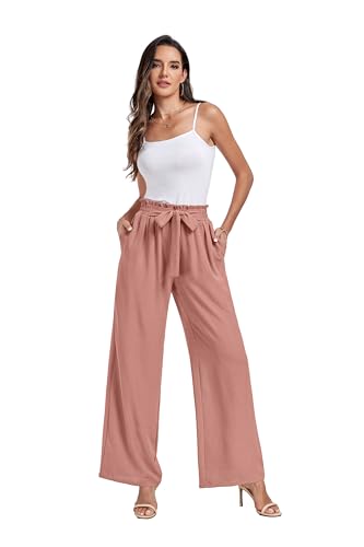 FREEOAK Womens Loose Outfits Palazzo Pants for Women Work Casual Flowy Trousers Wide Leg Business Spring Breathable Travel Beach — view 2