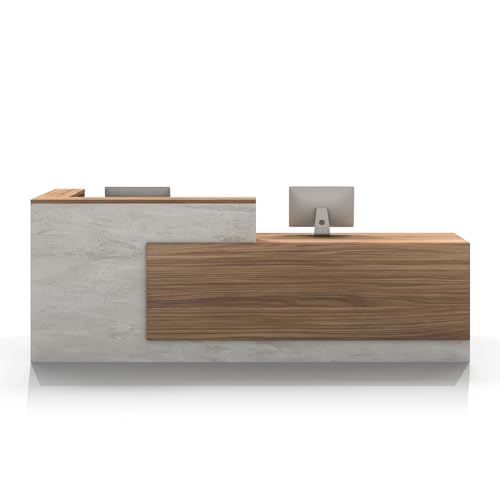 L-Shaped Reception Desk with Counter and Lockable Drawers and Storage,Modern Front Desk Reception Counter for Checkout, Lobby, Beauty Salon (Cloud White_B, Right_78*24 * 41IN) RIGHT_78*24*41