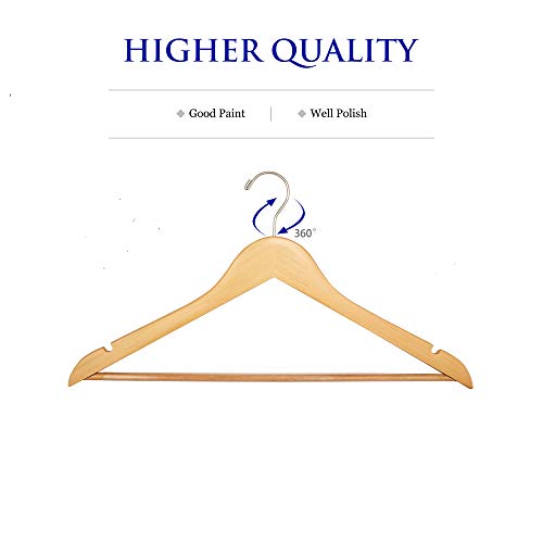 A-Quality Wooden Coat Hanger With Anti-Slip Bar,Clothes Hanger In 20 Gift Box,Suit Hanger With Stronger Rotating Hook Suitable For All Garments. #TOP1