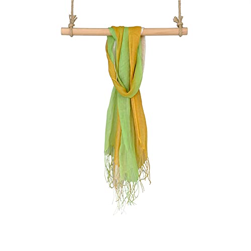 LIHWKD Écharpe en Lin à Franges dégradées pour Femmes, écharpe en Lin Bleu dégradé, écharpe en Soie à Franges, écharpe en Lin Faite à la Main, Longue écharpe en Soie à Franges (H) Cover