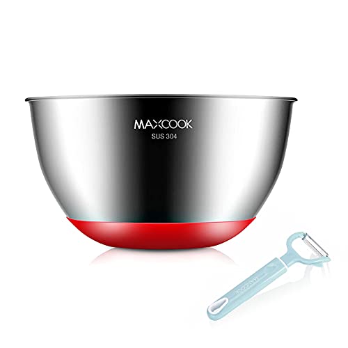 MAXCOOK Stainless Steel Salad Bowl With Stainless Steel Non-slip Handles Julienne Peeler MAXCOOK Stainless Steel Salad Bowl With Stainless Steel Non-slip Handles Julienne Peeler