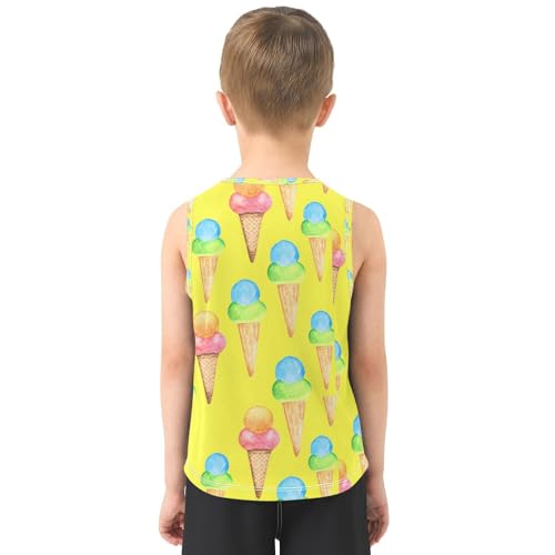 J JOYSAY Ice Cream Cones Yellow Boys Tank Top Sleeveless Muscle Shirts Quick Dry Kids T-Shirts 3-15T3