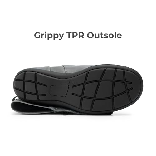 DREAM PAIRS Women's Wide Calf Knee High Faux Fur-Lined Flat Fashion Winter Boots with Side Zipper,Size 5,Grey,TRACE-W