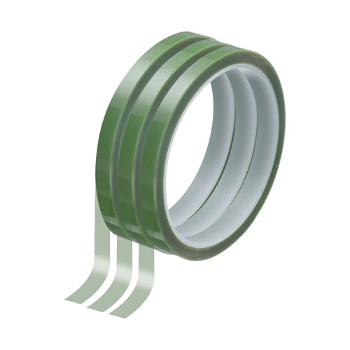 Image of HARFINGTON 3 Rolls High Temperature Masking Tape 1 /4 inch x108ft(6mmx33m) 0.05mm Thick PET Film Silicone Adhesive Heat Resistant Tapes for Heat Press Anodizing Circuit Board, Grass Green