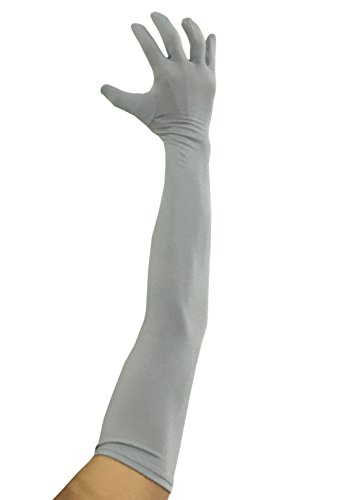 Seeksmile Classic Adult Size 22 Length Spandex Gloves Past Elbow Cosplay Costume Glove (Free Size Gray)