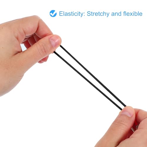Miniatura 4 de Patikil Cordón Elástico, 50 Pcs Cuerda Redonda Elástica De 2 Mm Con Cierres De Púas Metálicos Para Sombreros, Máscaras, Menús Y Libros De Manualidades, Negro 32.5 Cm